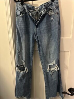 Distressed Light Blue Straight-Leg Women's Jeans